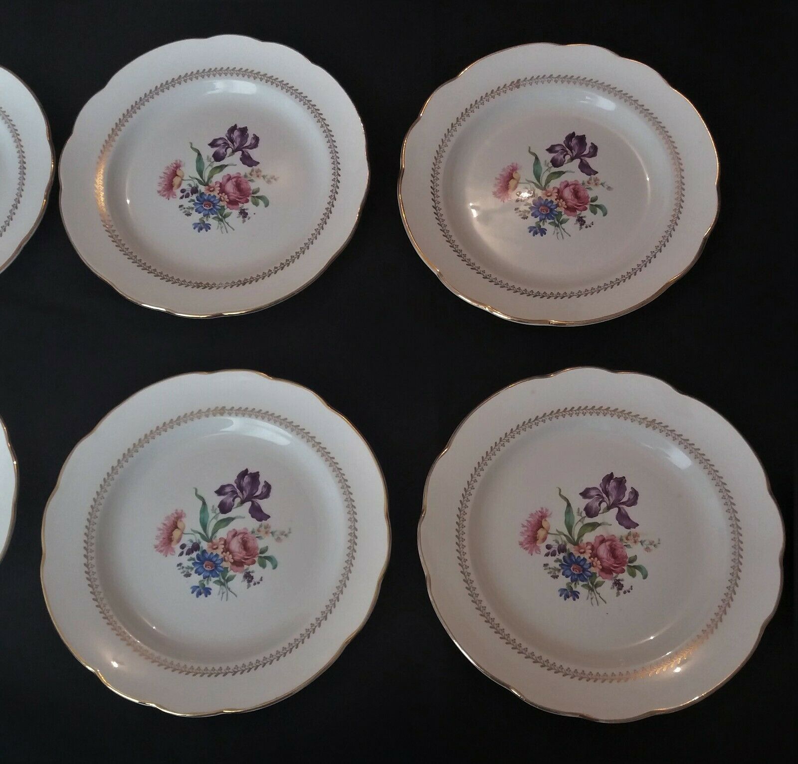Series of eight flat plates Gien model Florence