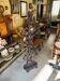 Coat rack with 6 hooks and cast iron brown umbrella stand.