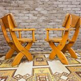 Pair of solid wood armchairs 1960