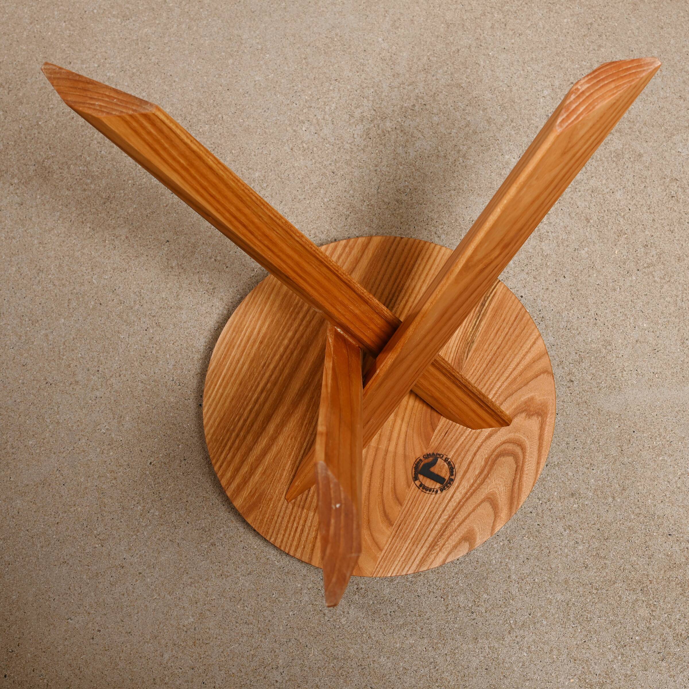 Pierre Chapo Stool S31 'Model A' in solid Elmwood, France
