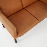Leather two-seater sofa, 70s Scandinavian design