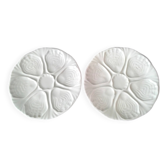 2 Assiettes à huitres en porcelaine de Limoges