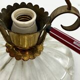 Mid-Century pair of Ercole Barovier Murano glass and brass table lamps. 1940s