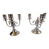 Paire de bouts de table (chandeliers) en métal argenté