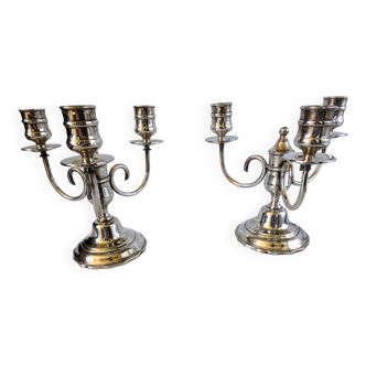 Paire de bouts de table (chandeliers) en métal argenté