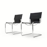 Pair of metal and leather chairs by Carlo Bartoli for T70, 1970s.