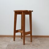 Set of 3 oak mid-century french bar stools Guillerme et Chambron