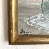 Framed flower bouquet painting