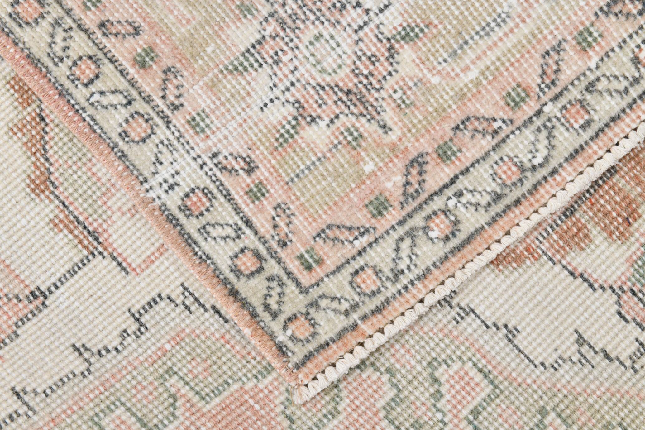 Pale Red & Pink Turkish Vintage Rug, Large Handmade Wool Rug, 216x335Cm