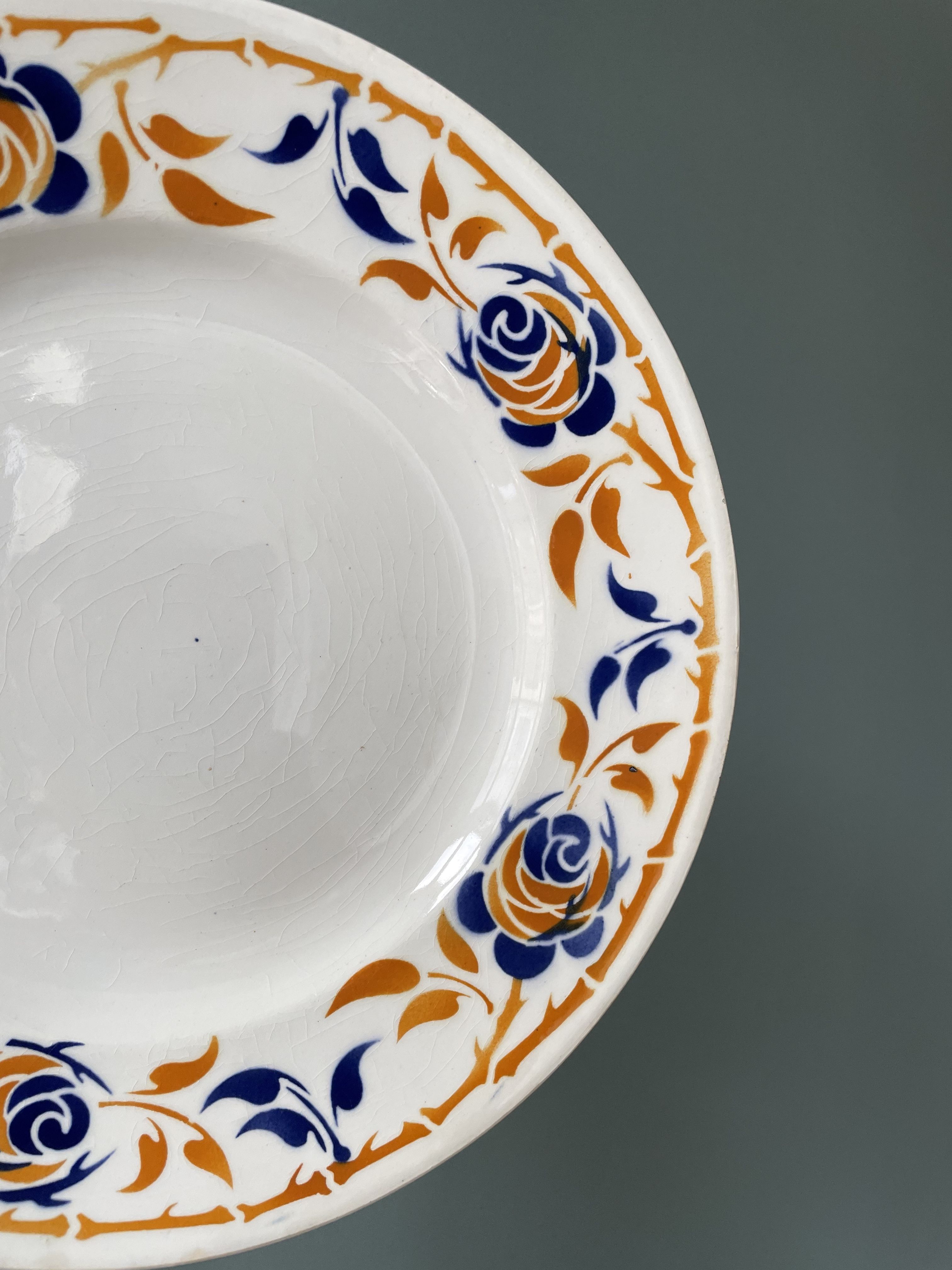 Set of 12 flat plates Terre de Fer in earthenware Moulin des Loups and Hamage, Dijon model