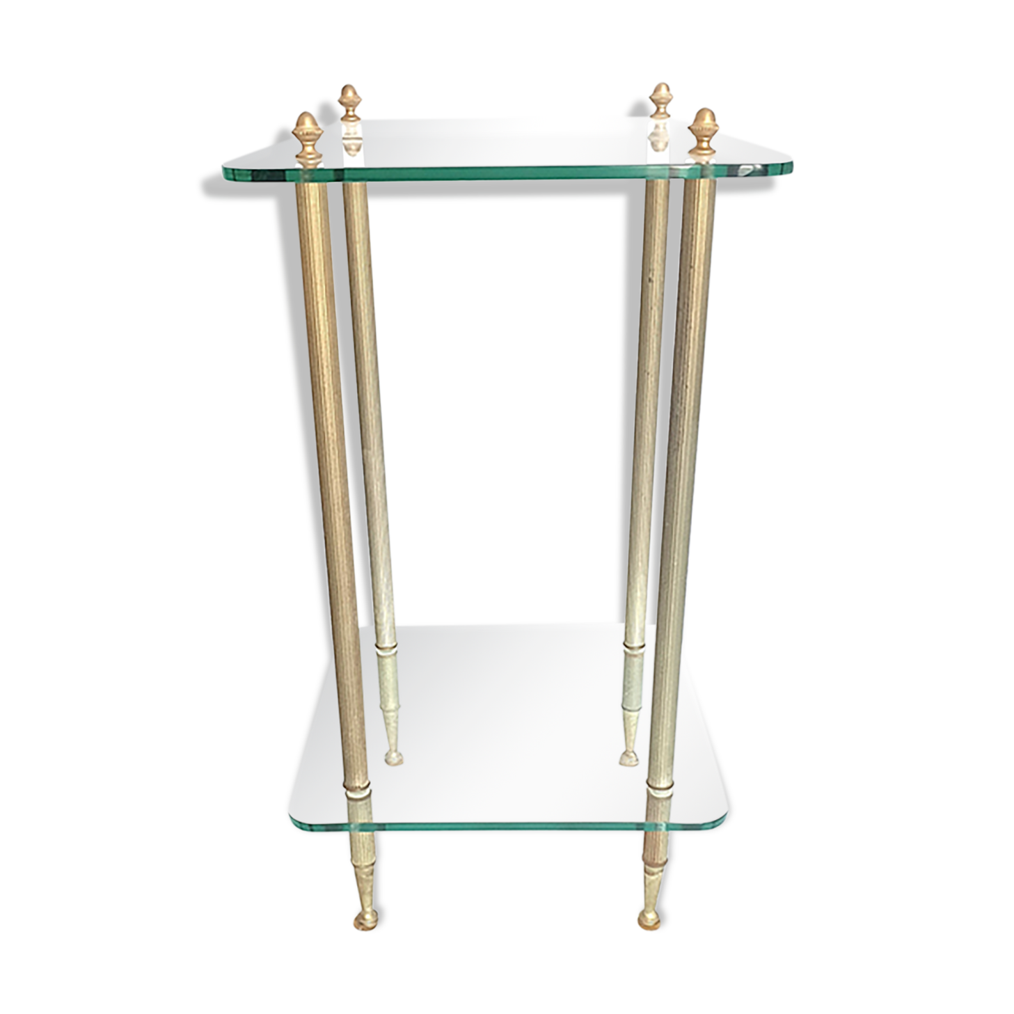 Side table in glass and brass