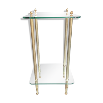 Side table in glass and brass