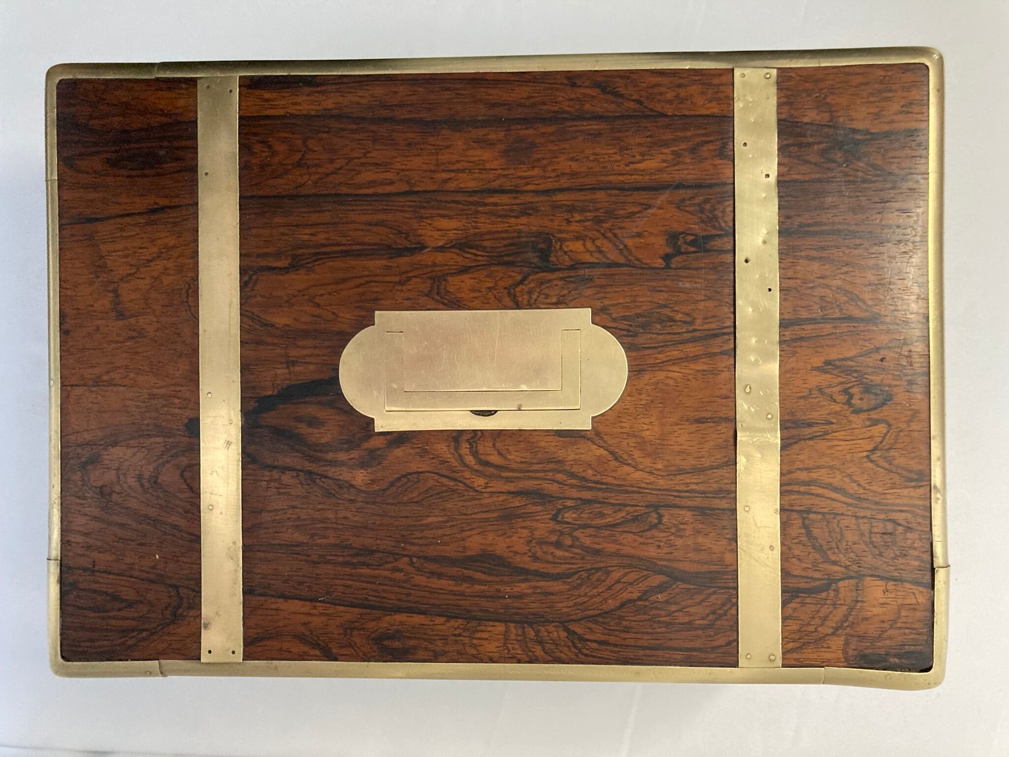 Old travel box solid mahogany writing board and nineteenth century brass