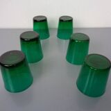 Italian green glass decanter and tumbler, 1960s, set of 7.