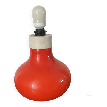 Pied de lampe en opaline orange Space Age