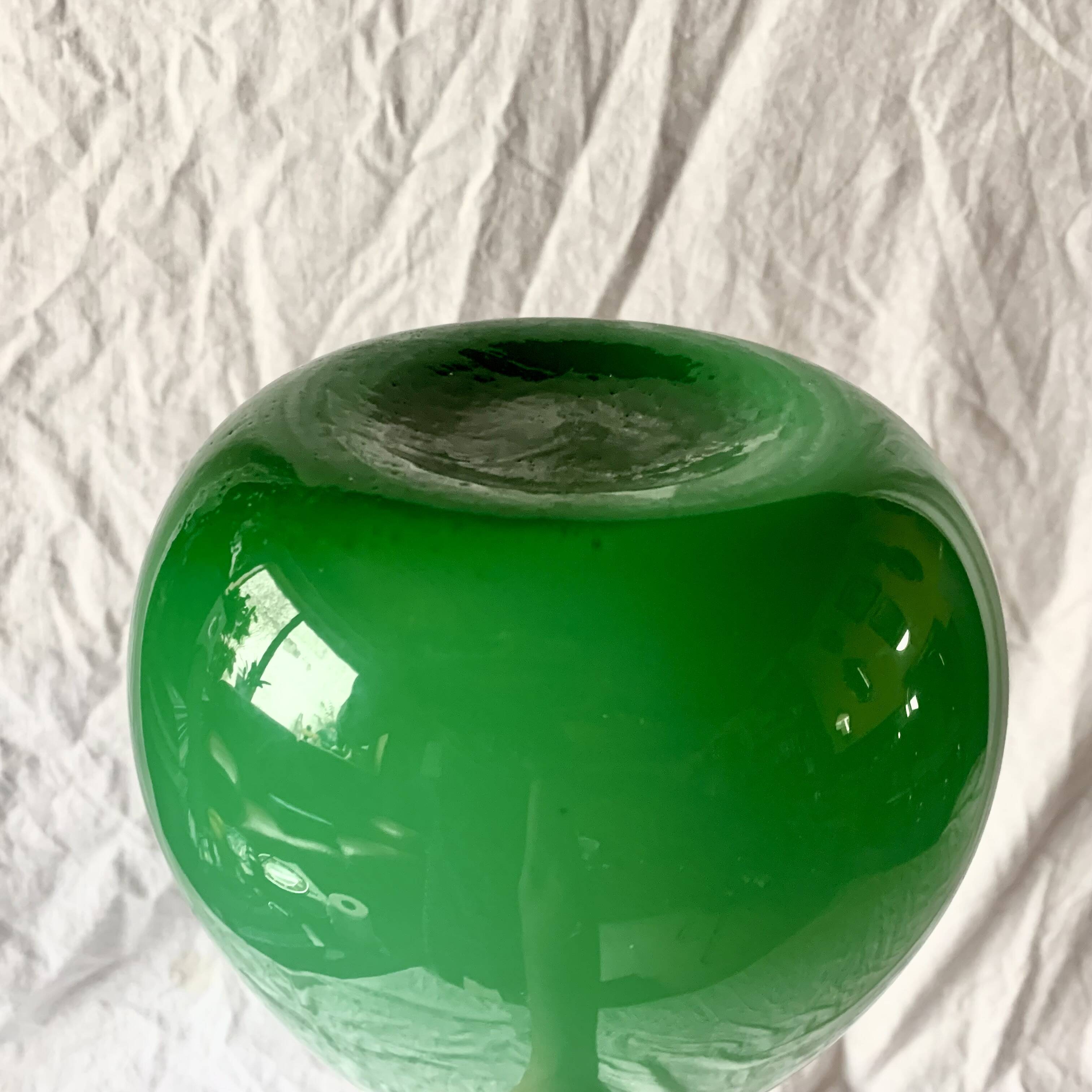 Vintage green blown glass soliflore vase - 51 cm