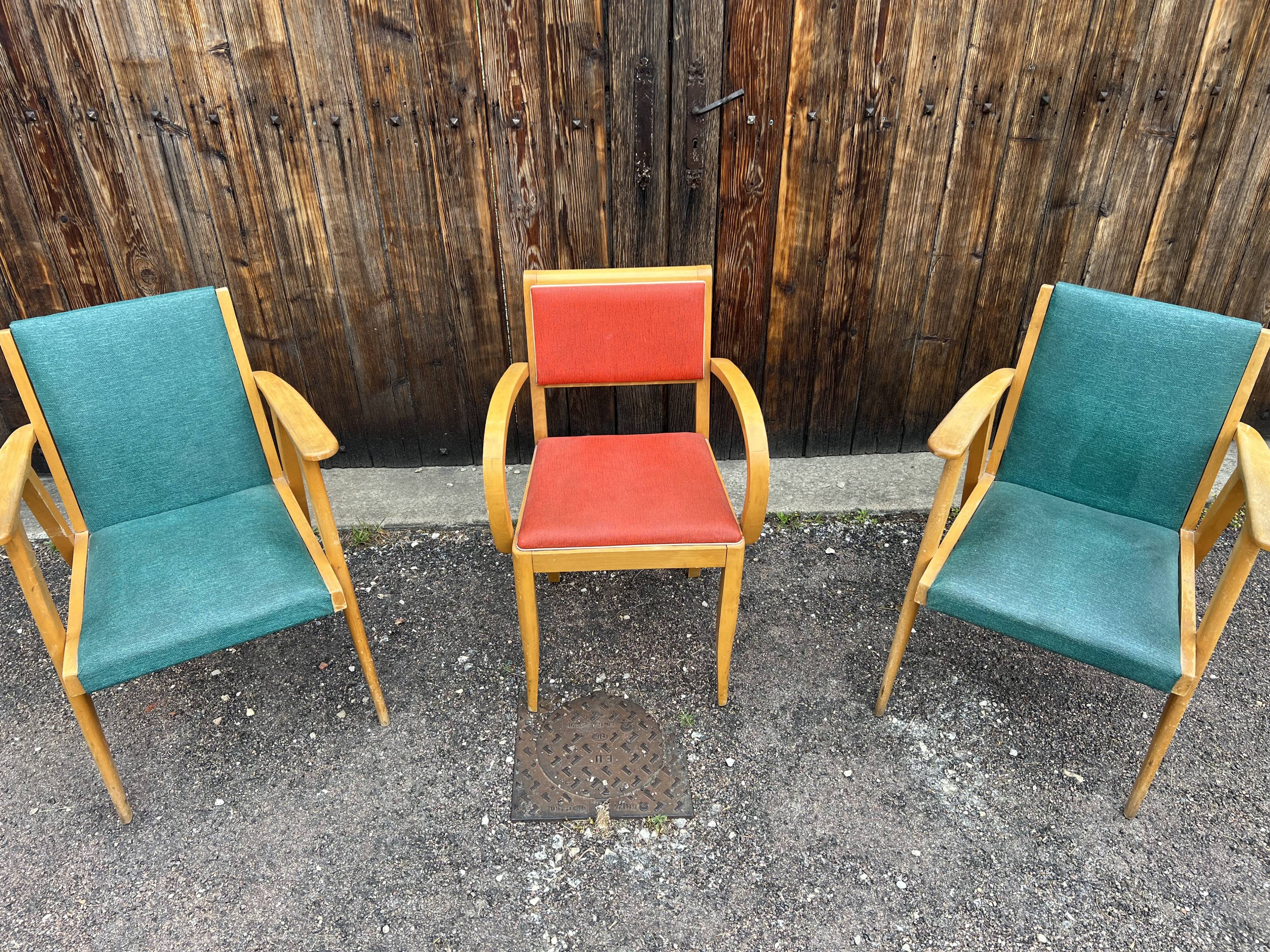 Set of 3 vintage 50s armchairs – Scandinavian design