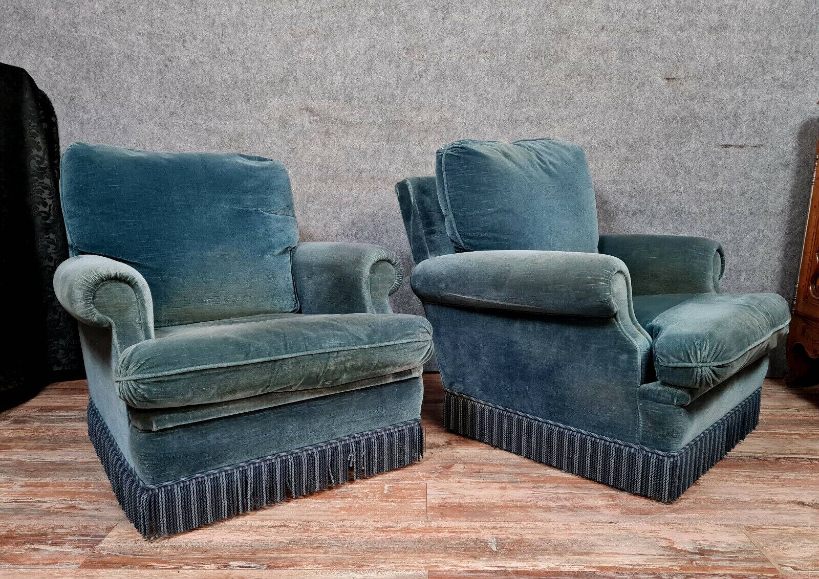 Paire de fauteuils crapaud + pouf :jean prevost des années 70