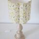 Vintage table lamp, turned wooden base and "mimosa" printed lampshade