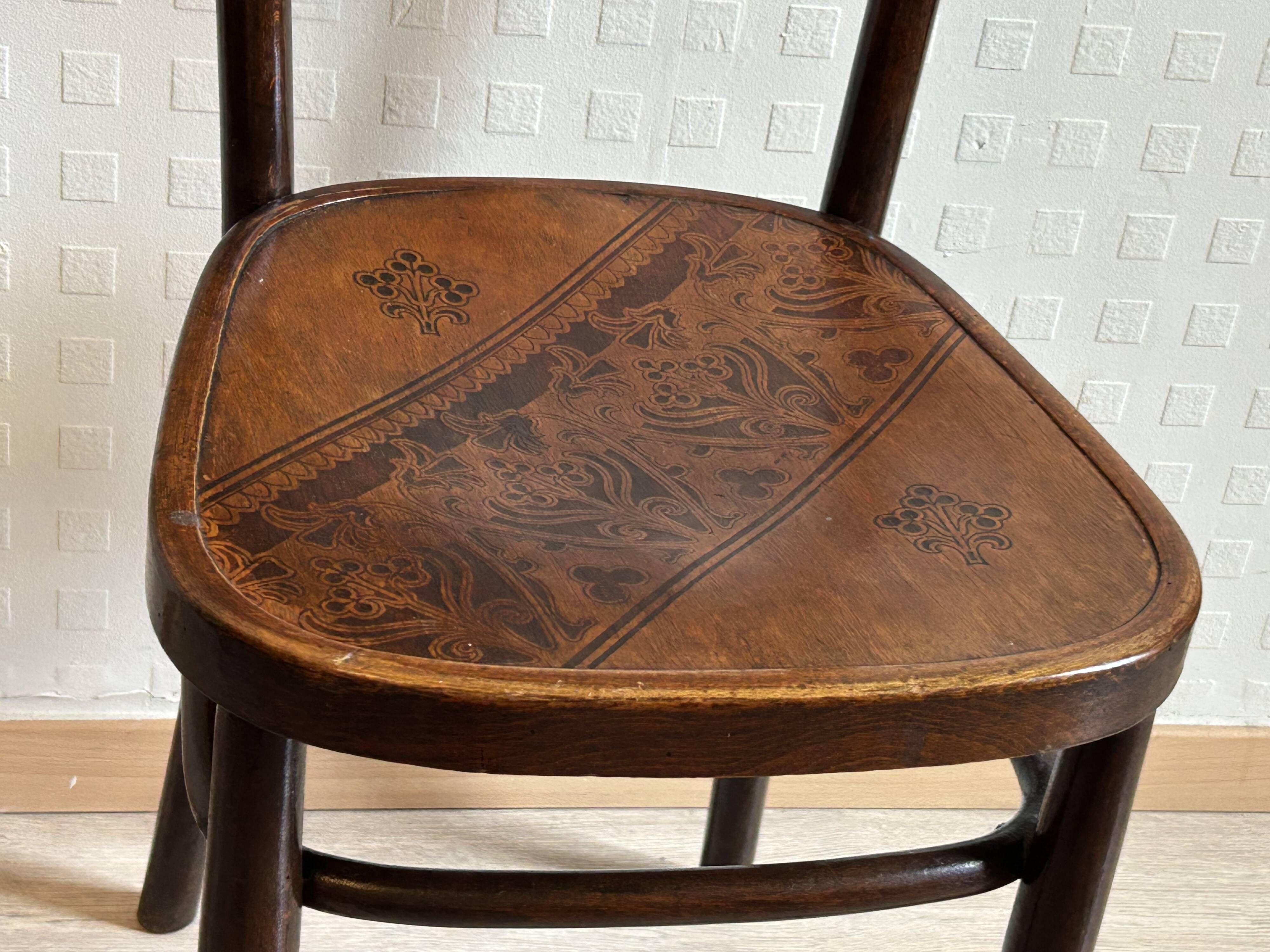 6 antique chairs Jacob & Josef Kohn – Vienna – Decorated bent wood – Style