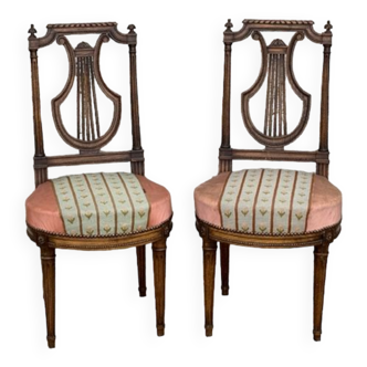 Pair of lyre back chairs