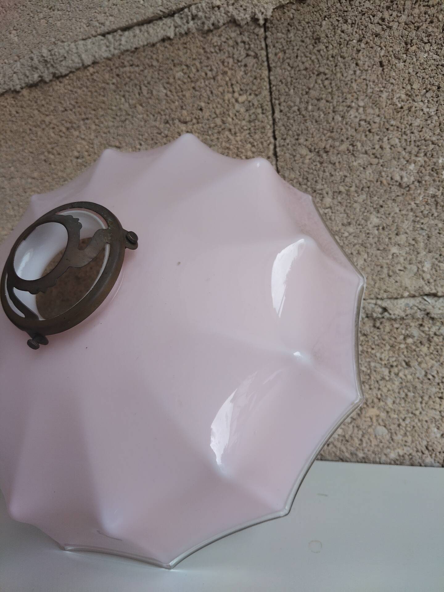 Vintage pink pastel opaline lampshade – 1940s/1960s