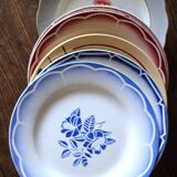 6 mismatched flat plates Marsac Canebière Fontanges Digoin Sarreguemines