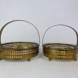 Secessionist brass baskets and toothpick holder by Hans Ofner/Josef Hoffmann