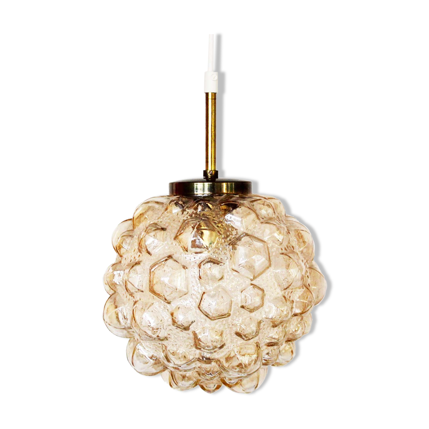 Amber bubble glass pendant light by Helena Tynell for Glashutte Limburg