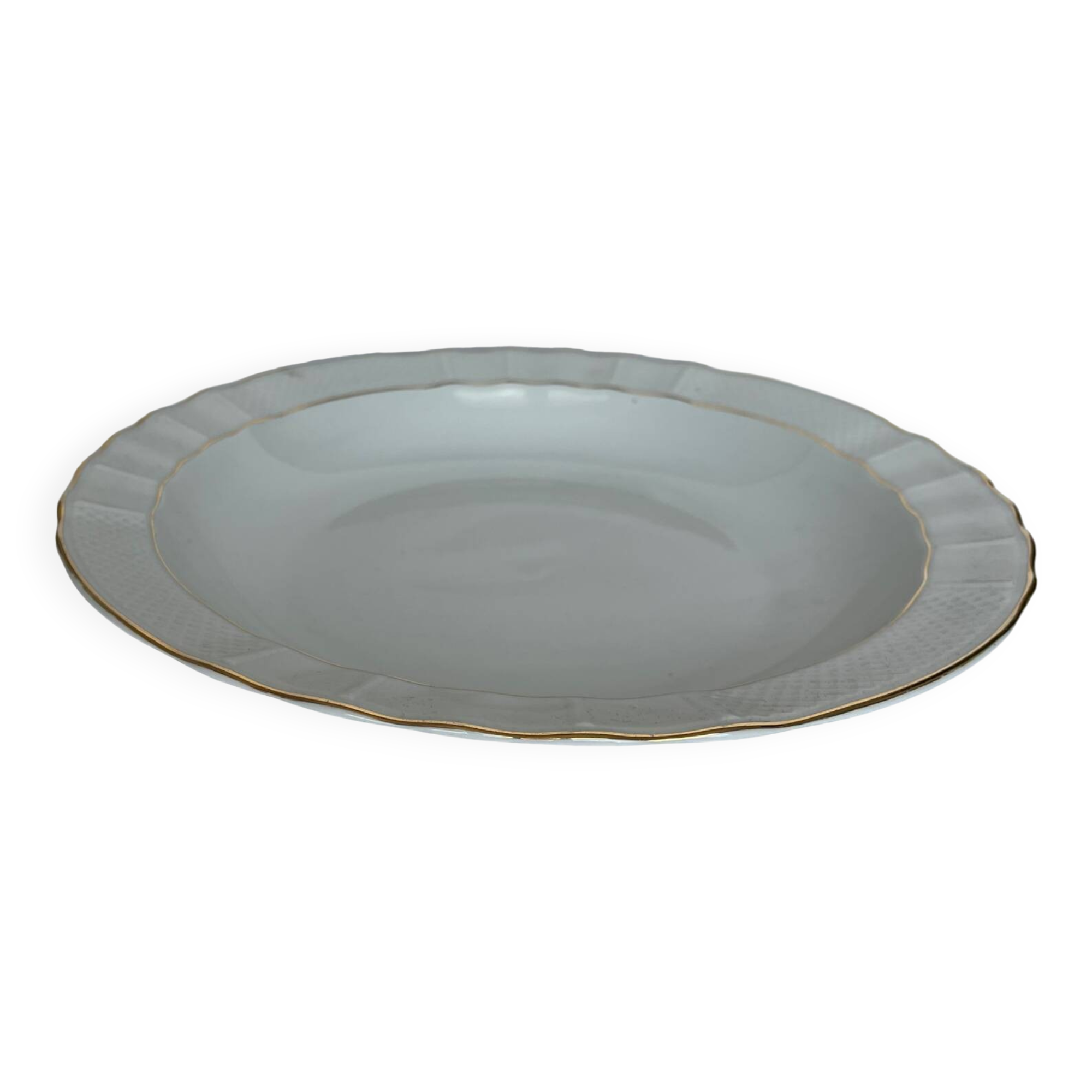 Round white porcelain serving dish