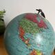 Small illuminated globe made of glass and paper from Cartes Taride 1963