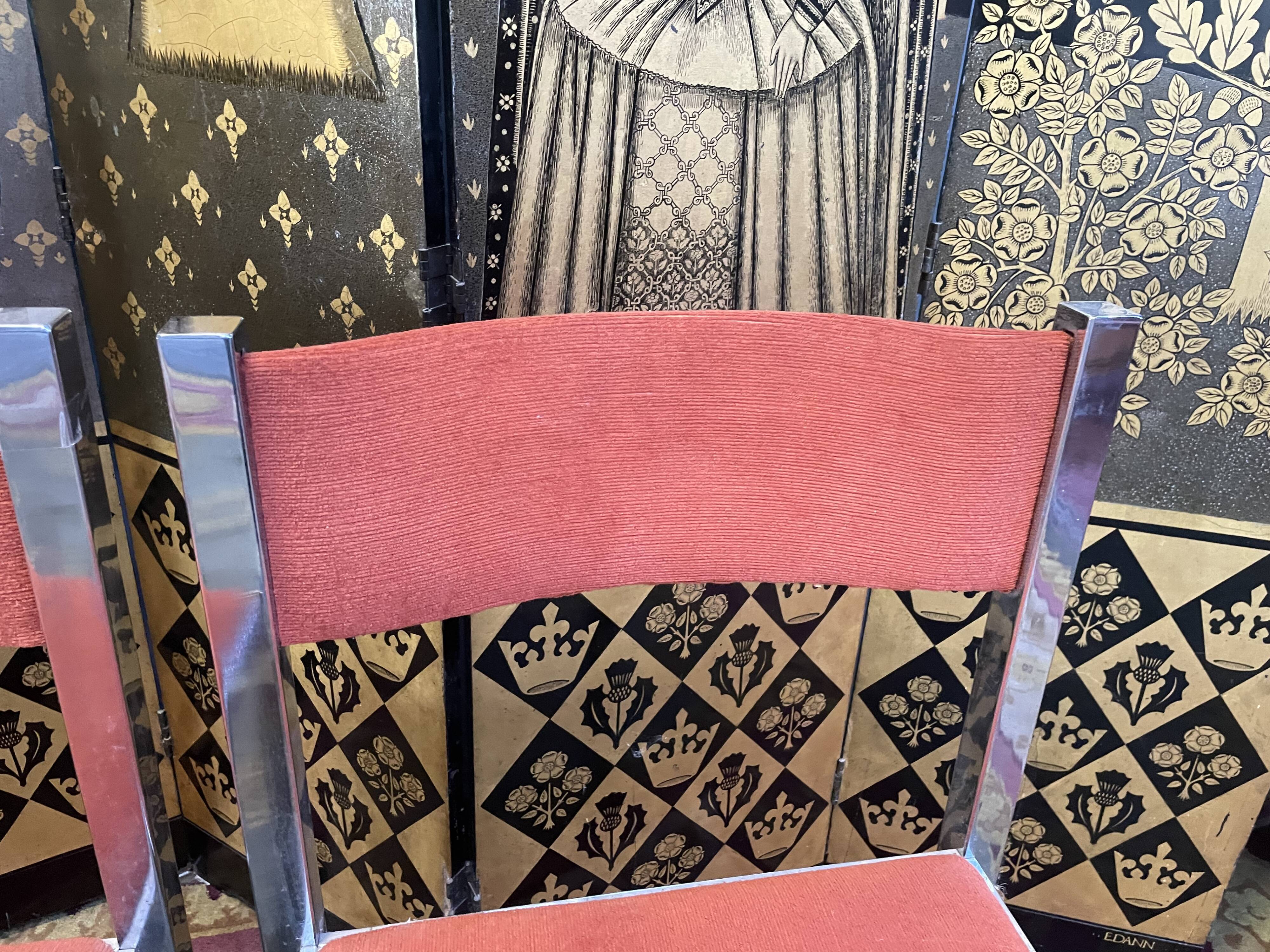 Suite of 4 velvet and chrome chairs 1970