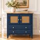 Small renovated vintage buffet in blue from Vosges, Libéron and caning – 2 doors, 2 drawers
