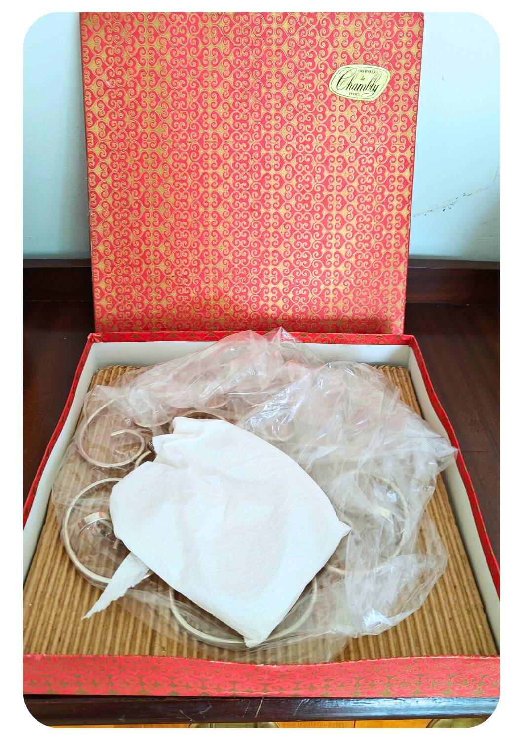 Orfèvrerie De Chambly France vintage Smoke Glass Inox Cheese Platter