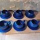 Set of 6 dark blue cups and saucers Charles Voltz Vallauris