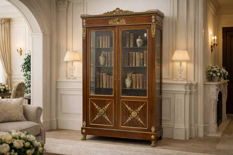Unique Empire library display cabinet, France, circa 1820.