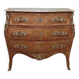 Commode tombeau en marqueterie de style Louis XV