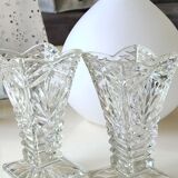 Pair of Czech Boho Art Deco vase, Bohemian crystal. Design and refined