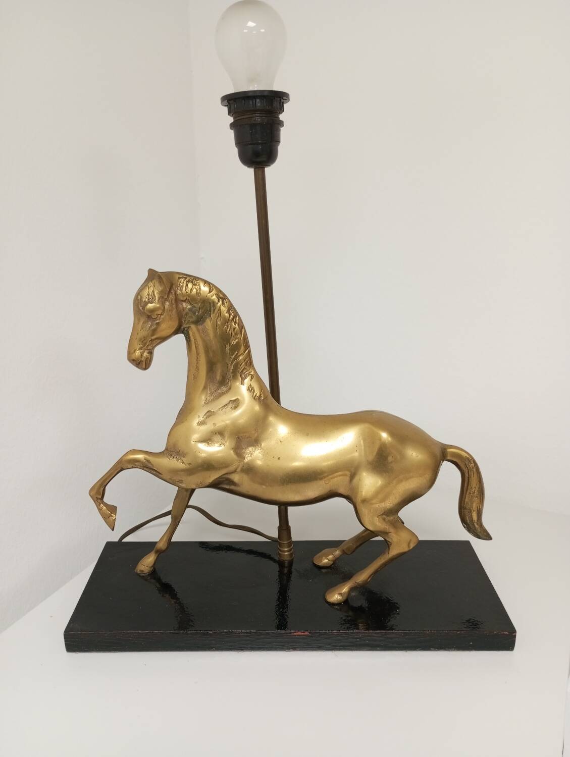 Table lamp Horse in gilded brass