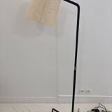 ADNET style LEATHER-COVERED READING LIGHT WITH ITS CUSTOM-MADE LAMPSHADE