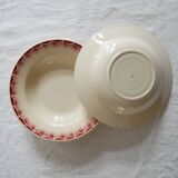 Set of 4 vintage soup plates with burgundy decoration