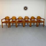 Set of 6 solid pine chairs in Scandinavian design by Reiner Daumiller vintage