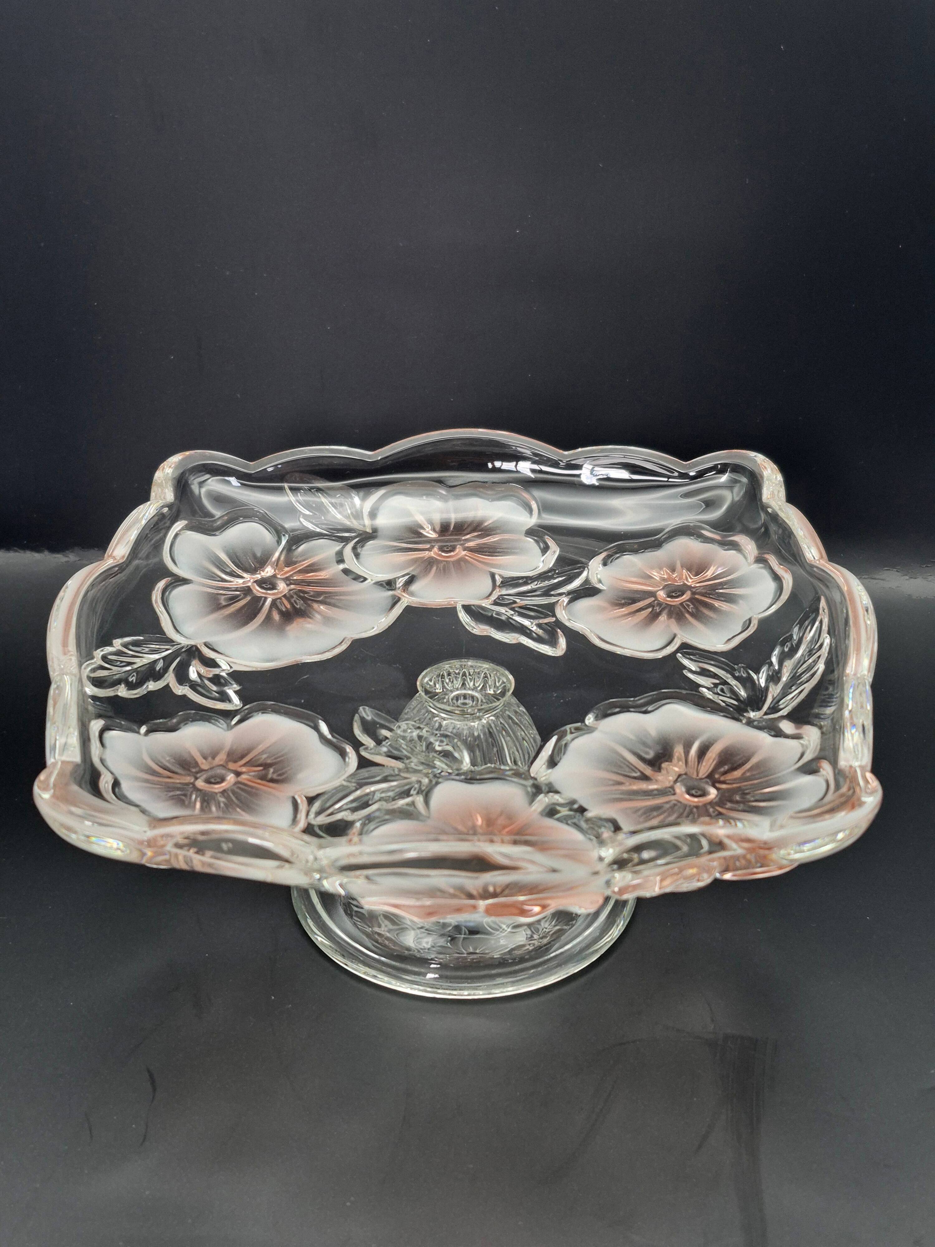 Vintage glass display stand "Pansy Bouquet Pink" — Studio Nova by Mikasa