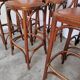 Set of 6 Vintage Bentwood Bar Stool Set: Brown Leather Seat, Nailhead Trim