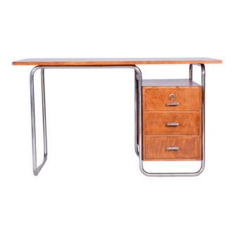 Bauhaus Beech Writing Desk Made in 1930s by Robert Slezak, Czechia, Restored