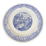 Large blue and white porcelain plate 20th art nouveau