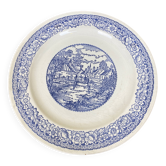 Large blue and white porcelain plate 20th art nouveau