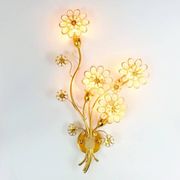 Pair of Extra Large Mid Century Gilt Brass & Crystal Flower Shape Wall Lights from Palwa, Germany