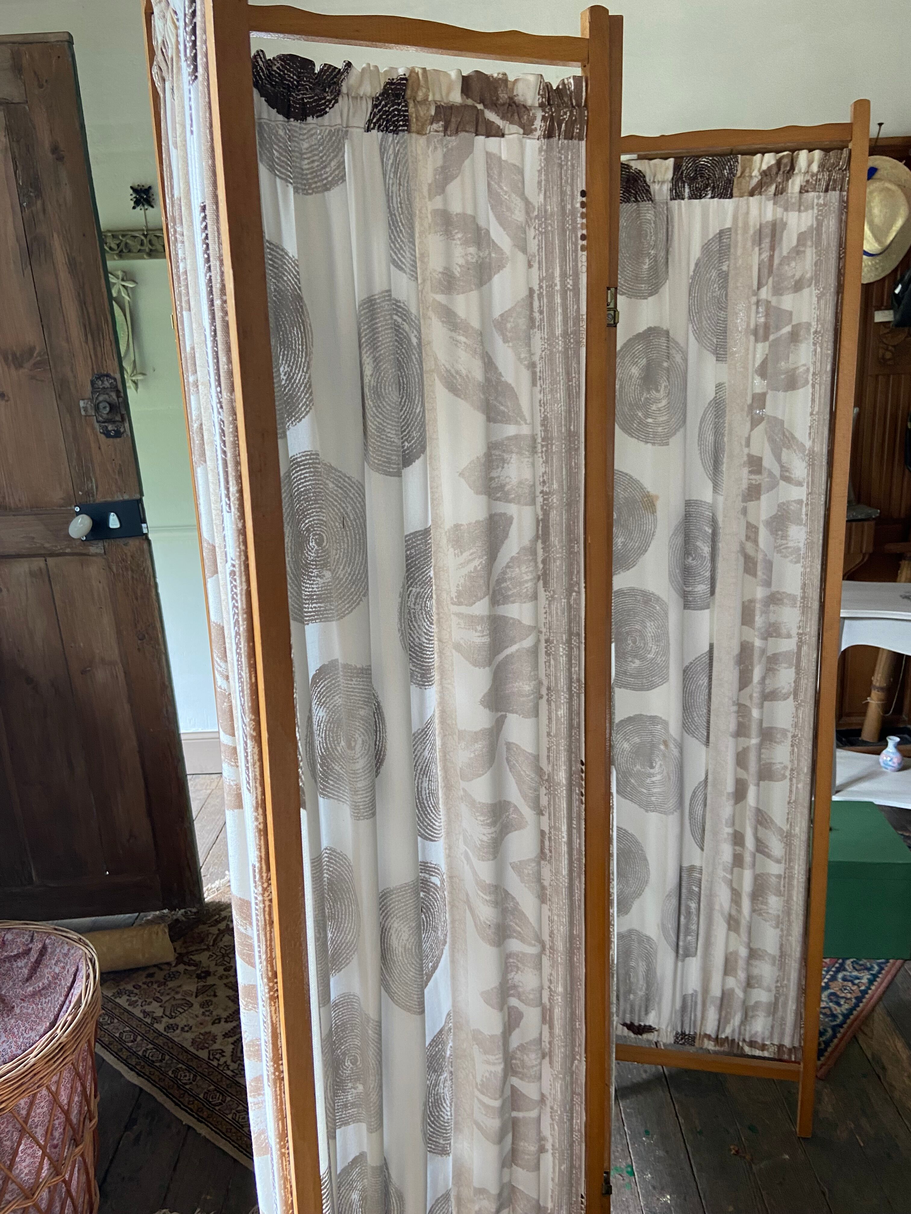 Wooden and fabric screen from the 60s