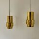 Pair of vintage pendant lights, brass, Sweden 1960